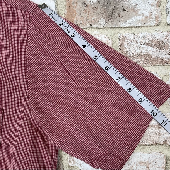 Duck Head Short Sleeve Button Down Shirt Red White Front Pocket Men’s Size Small - Picture 6 of 12